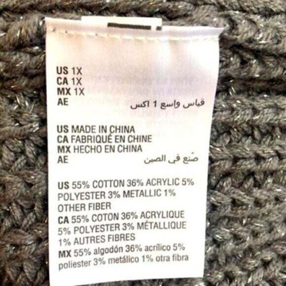 Alfani Pop of Grey Turtleneck Sweater Metallic Long Puff Sleeve Chunky 1X NEW - Picture 8 of 12